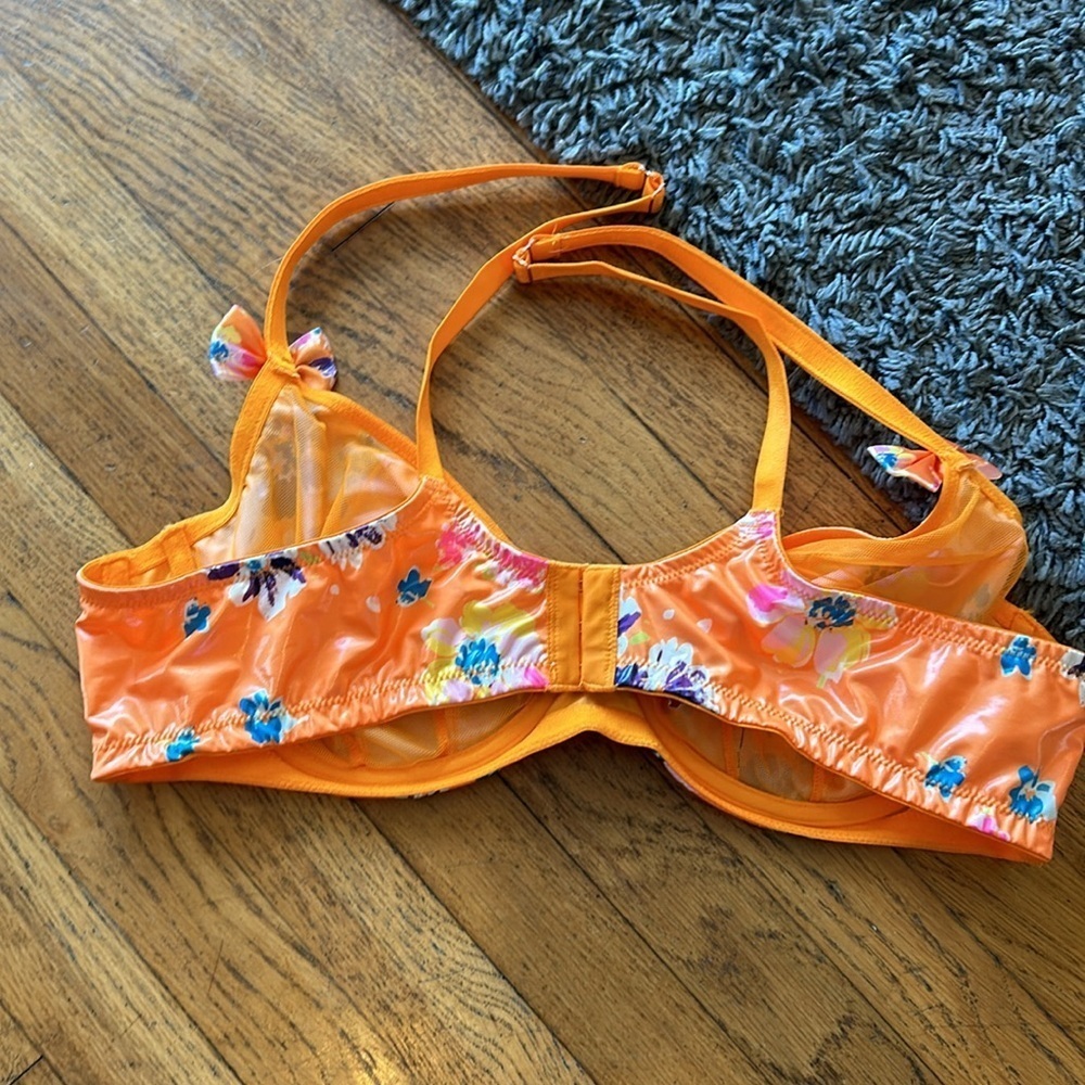 Savage X Fenty Unlined Demi Bra Orange Floral Size 40d — image 5 of 8